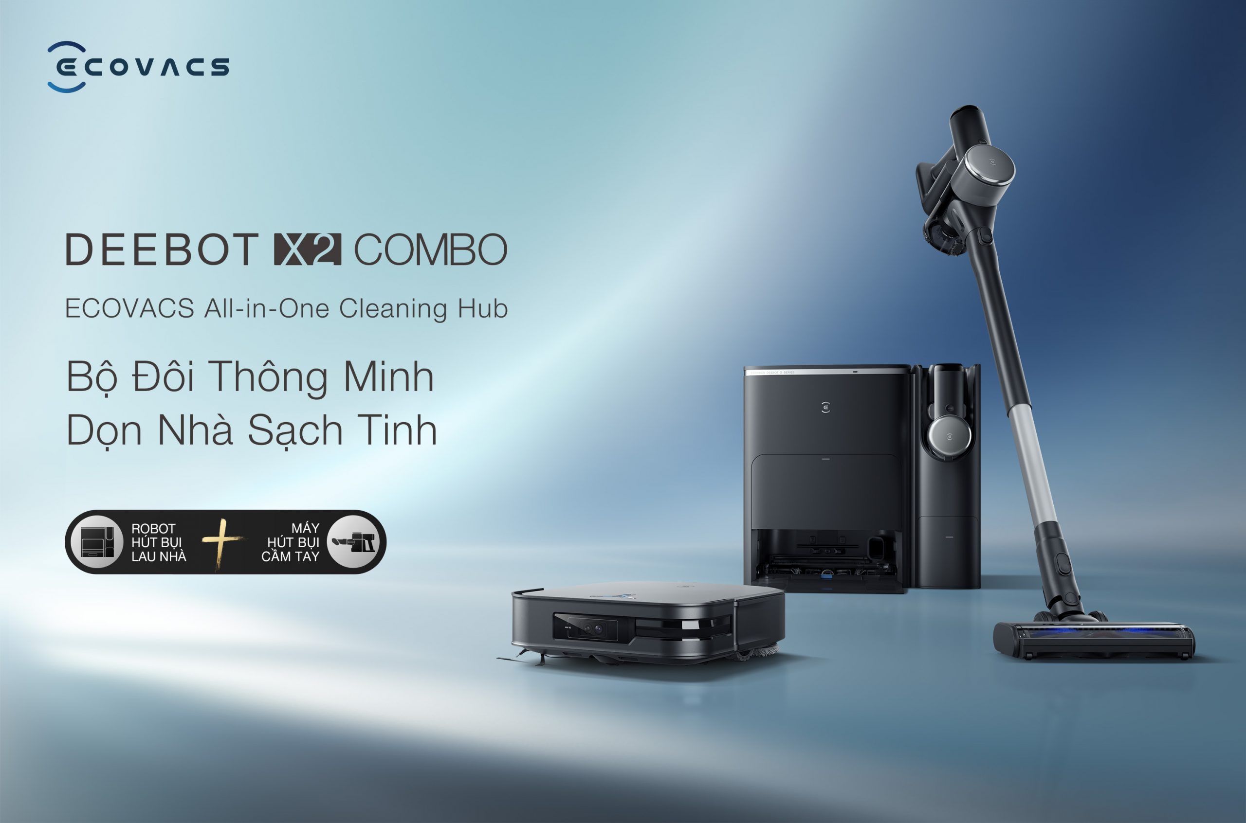 Robot hút bụi lau nhà Ecovacs Deebot X2 Combo 4 x2 cb 1