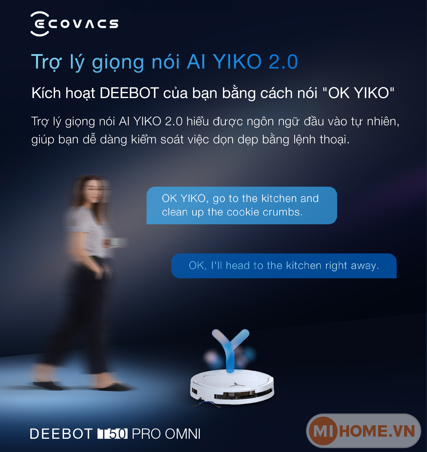 Robot hút bụi lau nhà Ecovacs Deebot T50 Pro Omni 2025 36 10