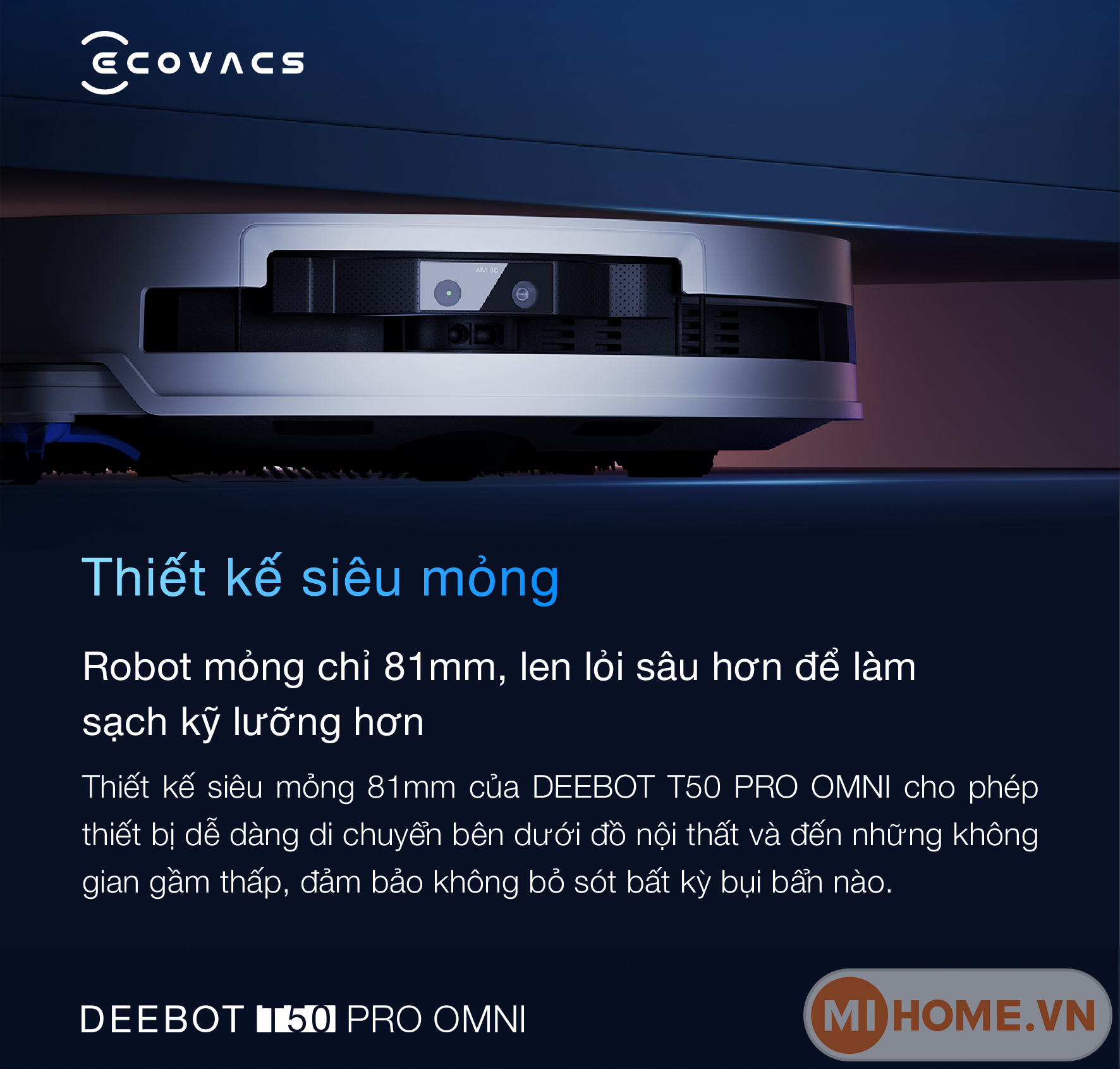 Robot hút bụi lau nhà Ecovacs Deebot T50 Pro Omni 2025 38 d