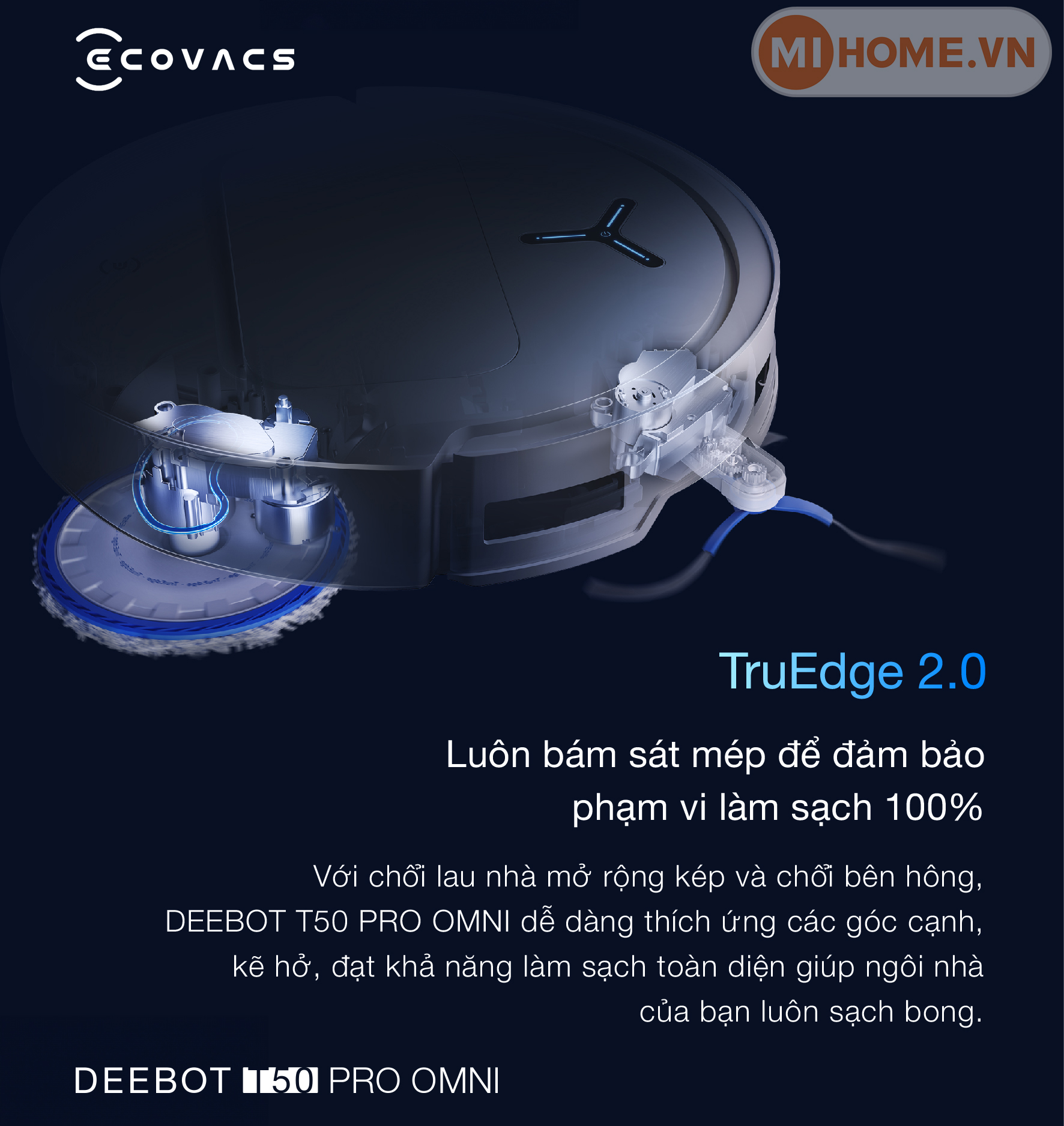Robot hút bụi lau nhà Ecovacs Deebot T50 Pro Omni 2025 29 e