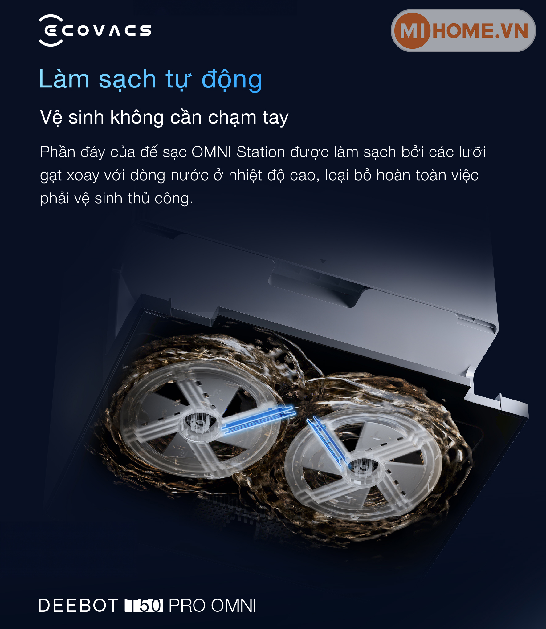Robot hút bụi lau nhà Ecovacs Deebot T50 Pro Omni 2025 34 g 1