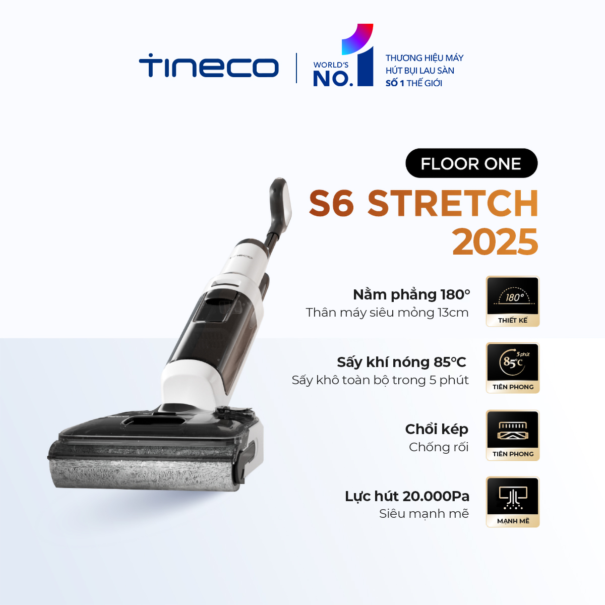 Máy hút bụi lau sàn khô ướt Tineco Floor One Stretch S6 2025 - Lực hút 20kpa 14 0