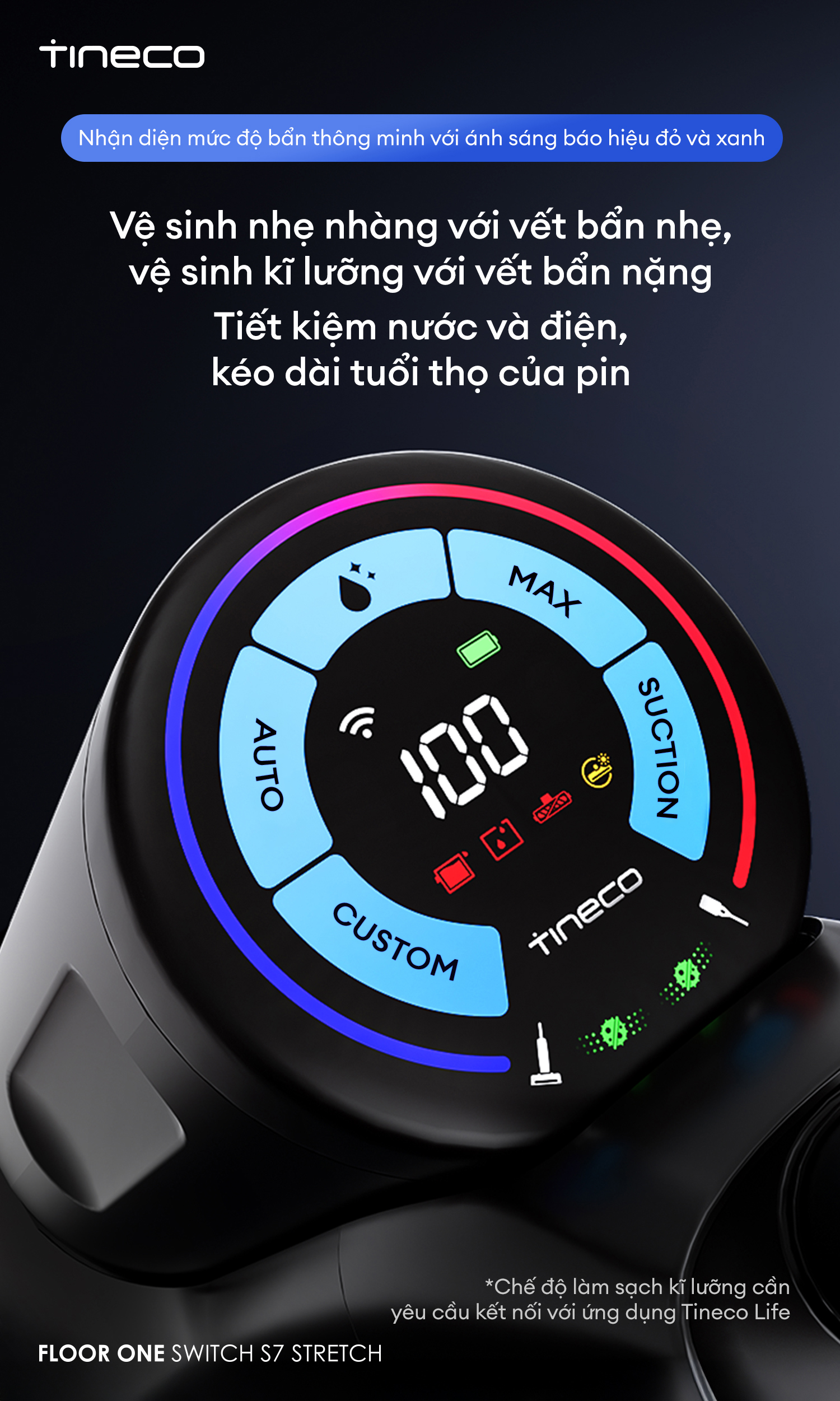 Máy hút bụi lau sàn khô ướt Tineco Floor One Switch S7 Stretch - Lực hút 21kpa 9 15