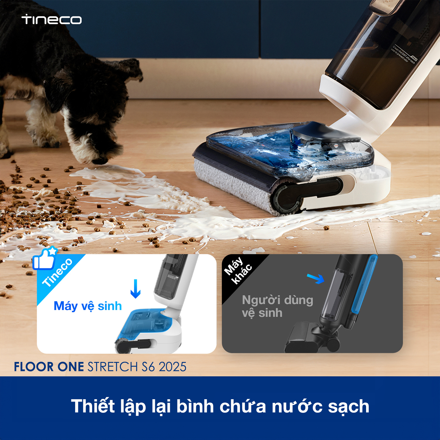 Máy hút bụi lau sàn khô ướt Tineco Floor One Stretch S6 2025 - Lực hút 20kpa 24 2 1