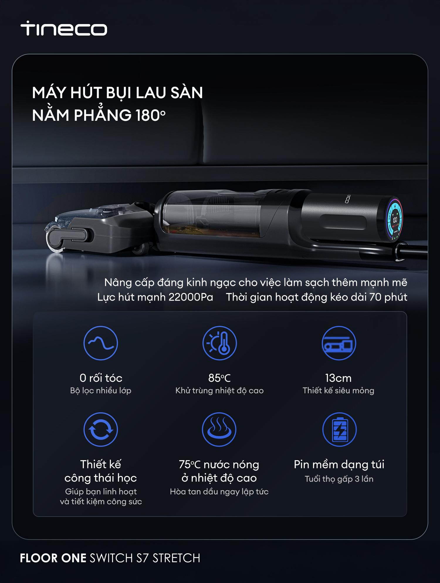 Máy hút bụi lau sàn khô ướt Tineco Floor One Switch S7 Stretch - Lực hút 21kpa 7 3