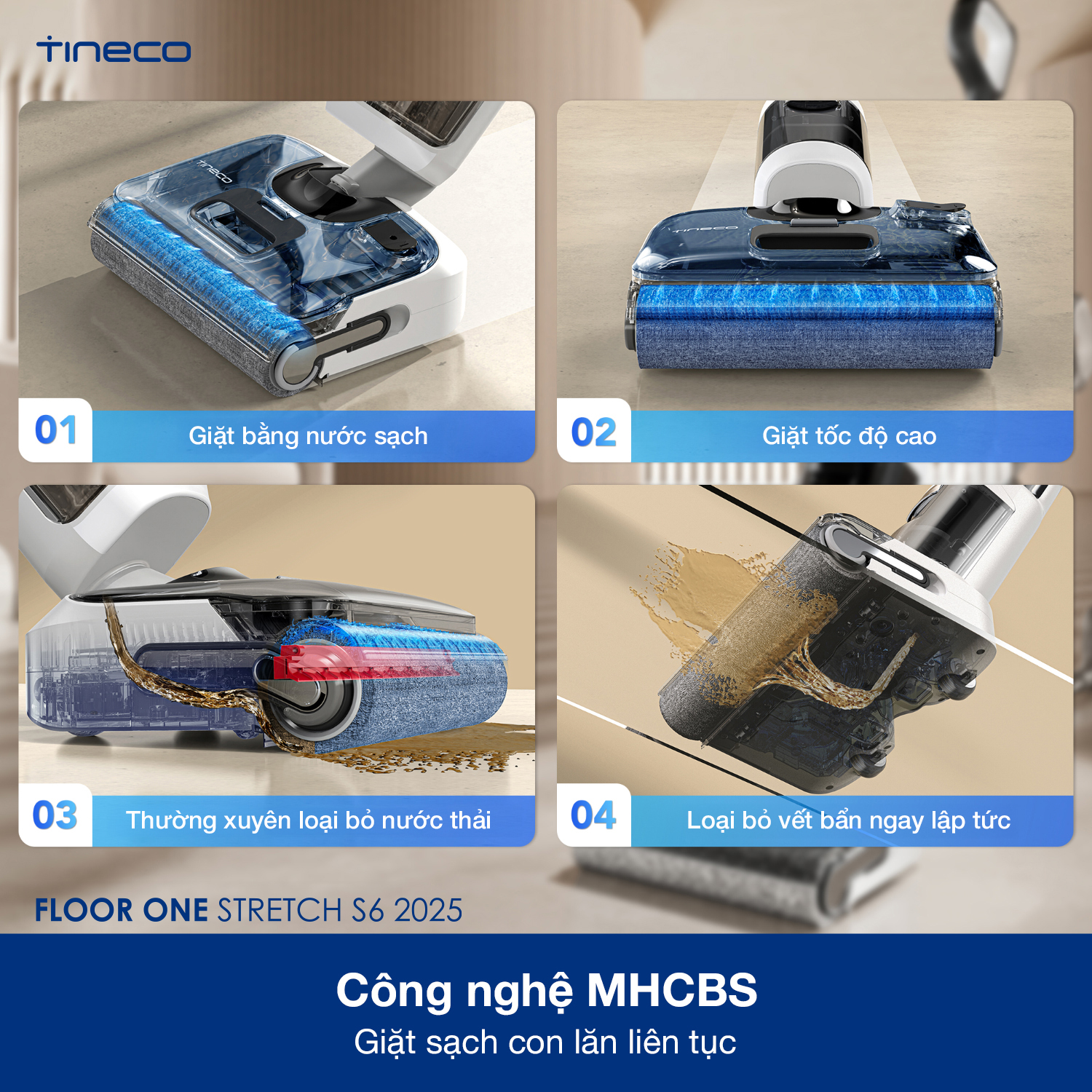 Máy hút bụi lau sàn khô ướt Tineco Floor One Stretch S6 2025 - Lực hút 20kpa 25 8 1