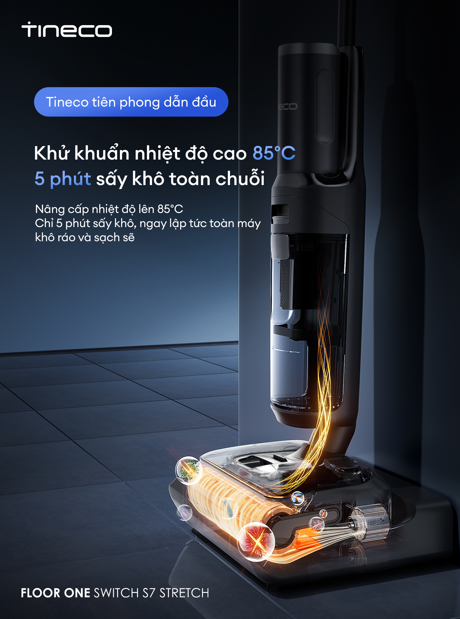 Máy hút bụi lau sàn khô ướt Tineco Floor One Switch S7 Stretch - Lực hút 21kpa 5 8.1