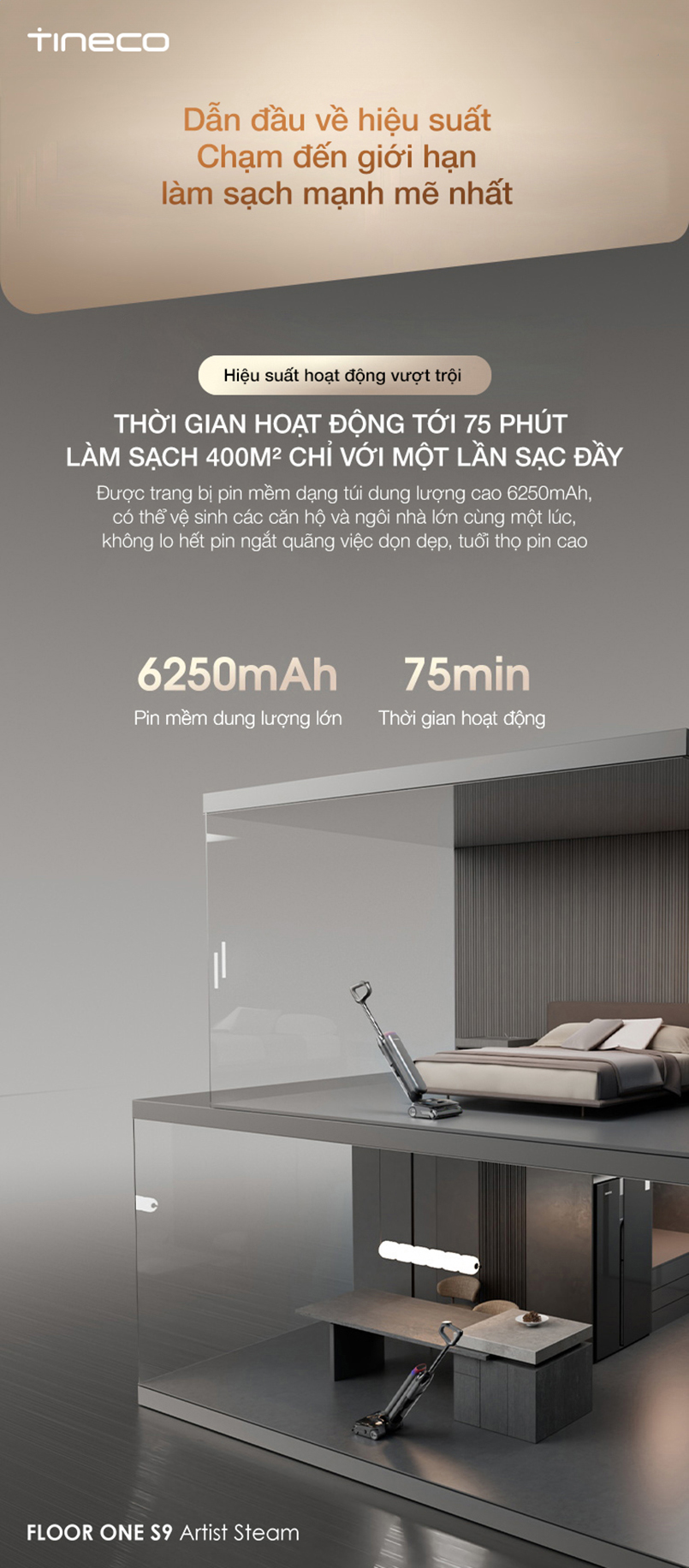 Máy hút bụi lau sàn khô ướt Tineco Floor One S9 Artist Steam 4 1740645567122-may-lau-san-hut-bui-tineco-floor-one-s9-artist-steam-3.1