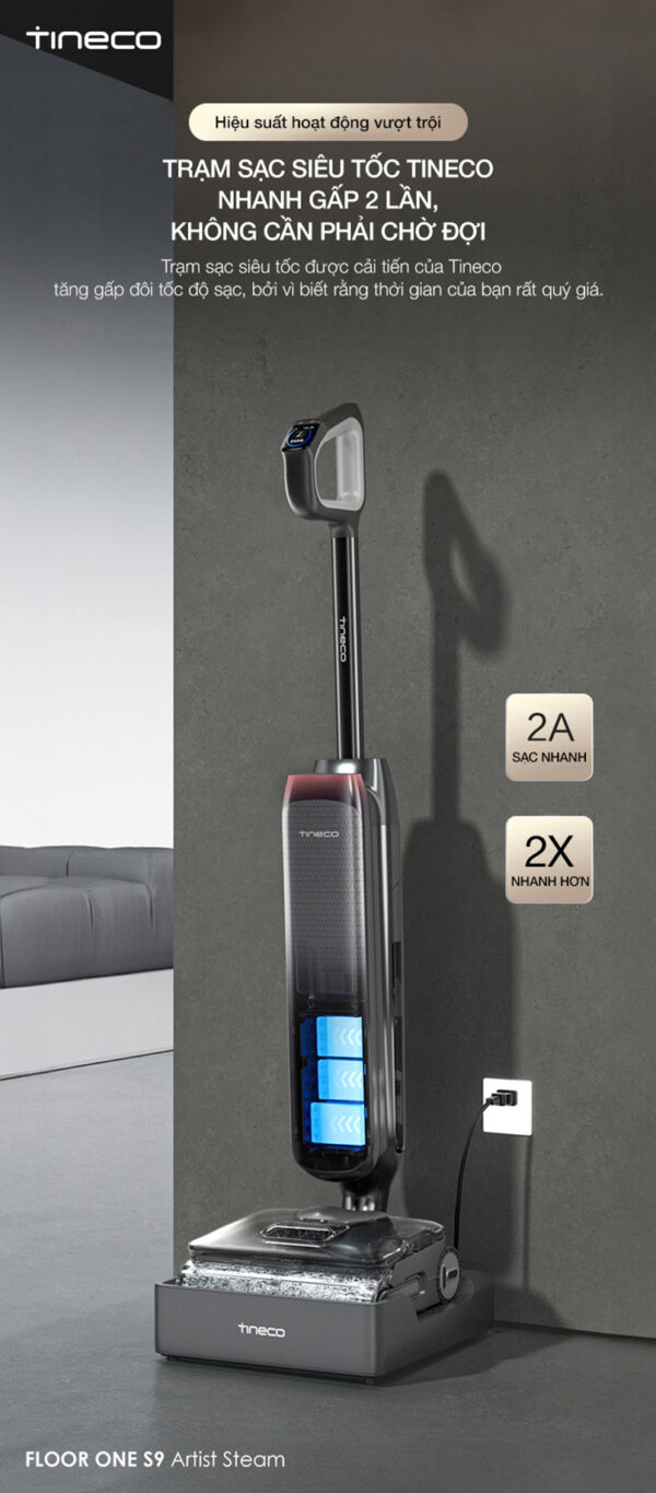 Máy hút bụi lau sàn khô ướt Tineco Floor One S9 Artist Steam Ecovacs Máy hút bụi lau sàn khô ướt Tineco Floor One S9 Artist Steam hình ảnh chi tiết 5