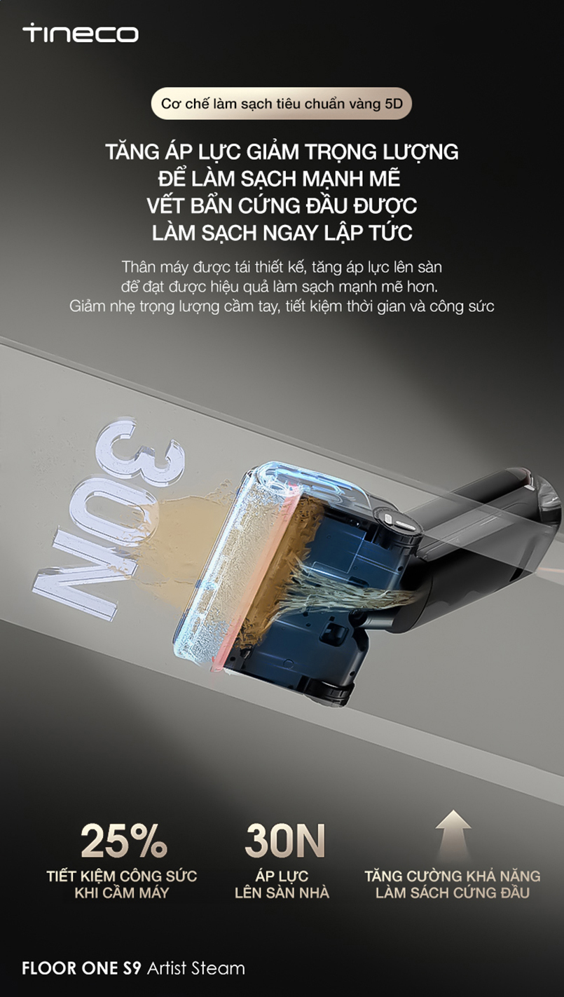 Máy hút bụi lau sàn khô ướt Tineco Floor One S9 Artist Steam 32 1740646729793 may lau san hut bui tineco floor one s9 artist steam 10 1