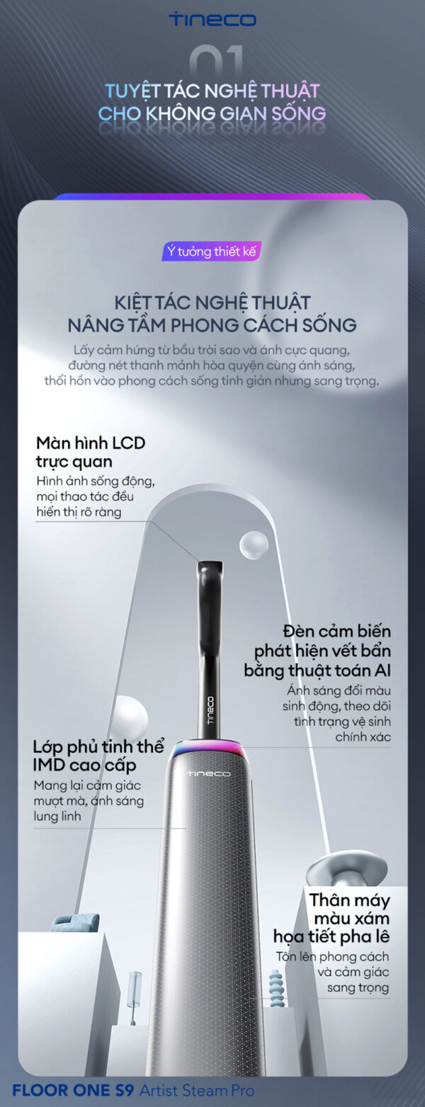 Máy hút bụi lau sàn khô ướt Tineco Floor One S9 Artist Steam Pro Ecovacs Máy hút bụi lau sàn khô ướt Tineco Floor One S9 Artist Steam Pro hình ảnh chi tiết 3