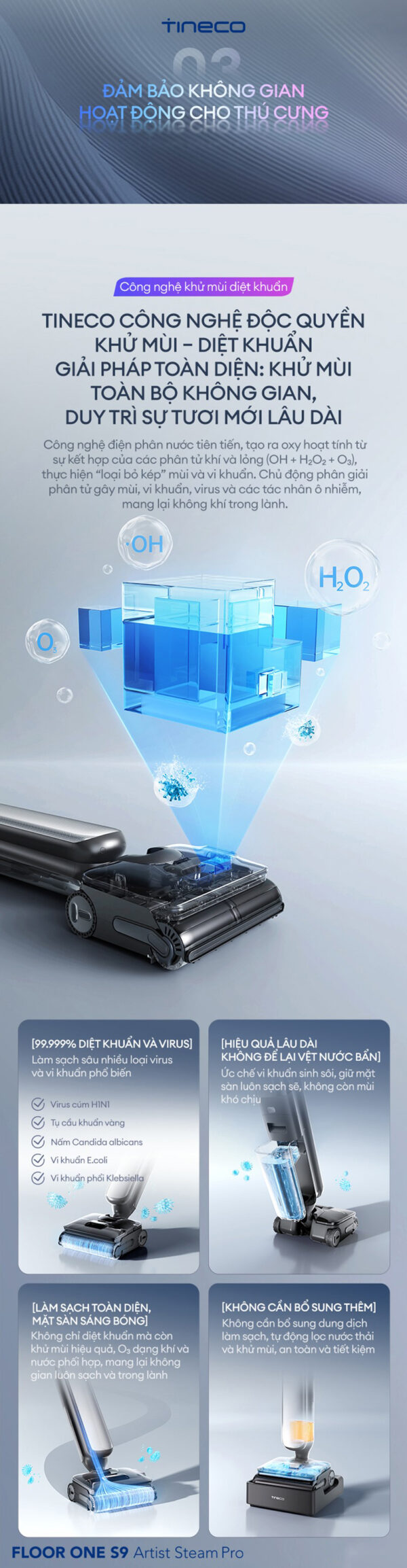 Máy hút bụi lau sàn khô ướt Tineco Floor One S9 Artist Steam Pro Ecovacs Máy hút bụi lau sàn khô ướt Tineco Floor One S9 Artist Steam Pro hình ảnh chi tiết 6