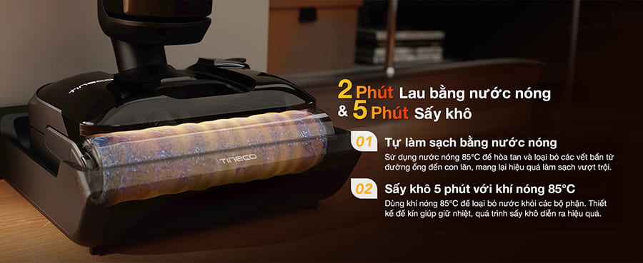 Điểm nhấn nổi bật của Tineco FLOOR ONE S6 Stretch Extreme Ecovacs Hệ thống tự động làm sạch FlashDry