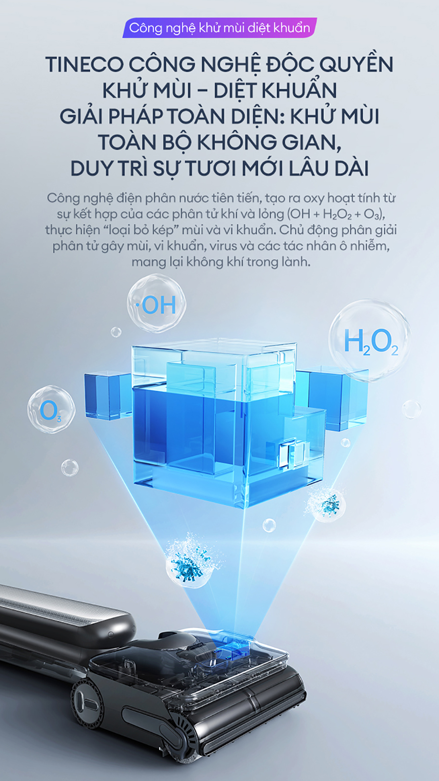 Công nghệ điện phân nước độc quyền của Tineco 