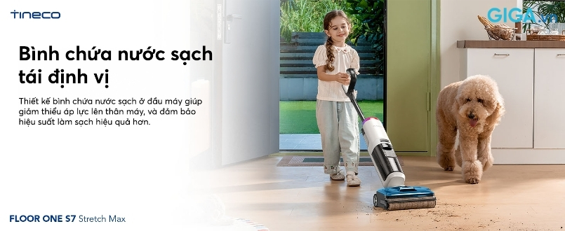 Tineco Floor One S7 Stretch Max - Bình chứa nước sạch máy hút bụi lau sàn khô ướt Tineco Floor One S7 Stretch Max tái định vị tối ưu lực ép và hiệu suất
