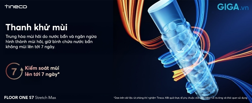 Tineco Floor One S7 Stretch Max - Máy hút bụi lau sàn khô ướt Tineco Floor One S7 Stretch Max có thanh khử mùi thông minh, ngăn ngừa mùi hôi hiệu quả