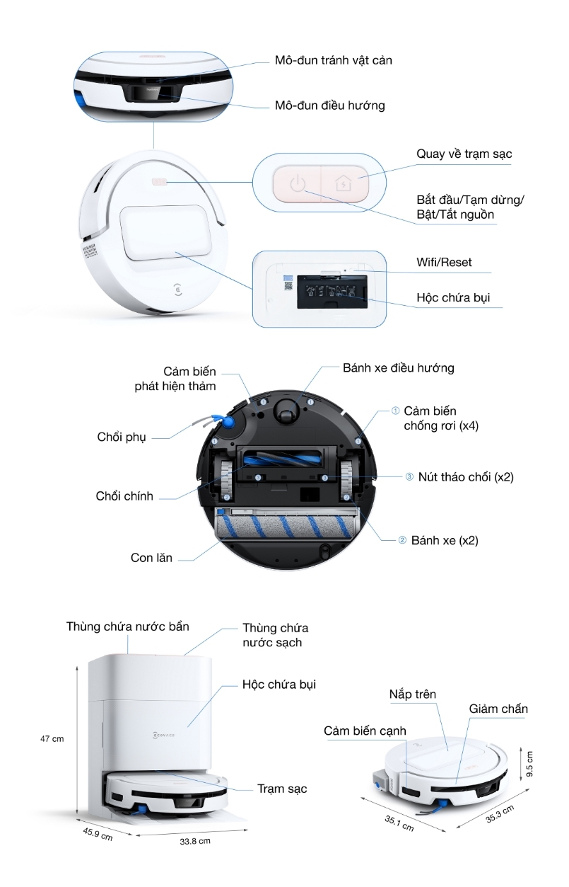 Robot hút bụi lau nhà Ecovacs Deebot T80 Max Omni hình ảnh chi tiết 3