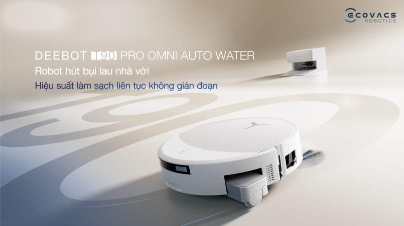 Robot hút bụi lau nhà Ecovacs Deebot T90 Pro Omni Auto Water thiết kế siêu mỏng 95mm