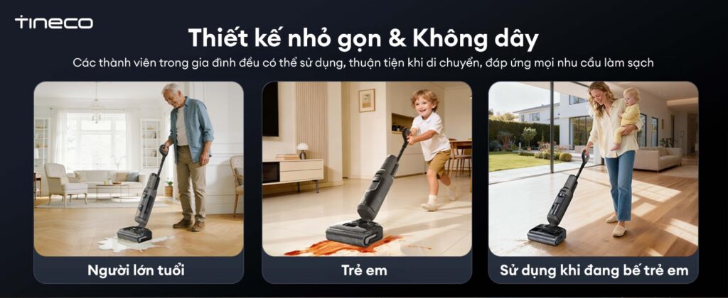 Tineco Floor One i6 Prime - Thiết kế nhỏ gọn không dây