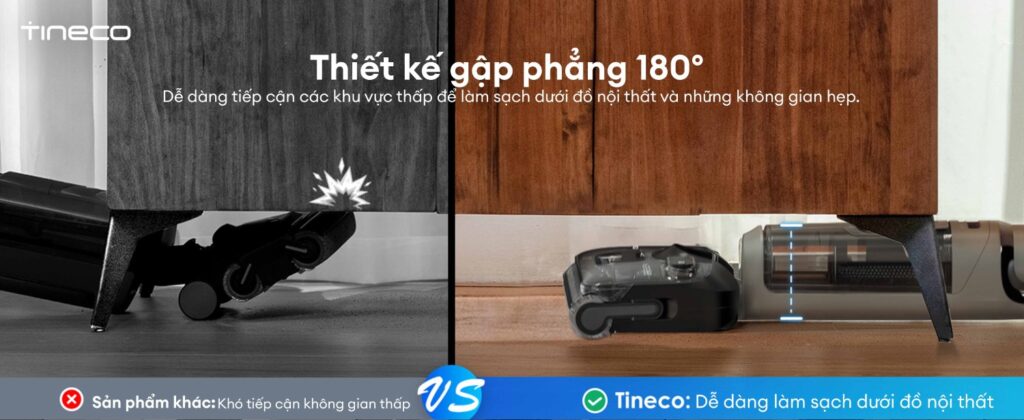 Tineco Floor One i6 Prime - Thiết kế gấp phẳng 180 độ