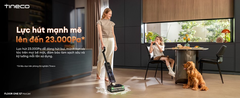 Tineco Floor One S7 HotJet - đèn xanh DustReveal Green