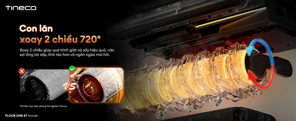 Tineco Floor One S7 HotJet - con lăn xoay hai chiều 720 độ