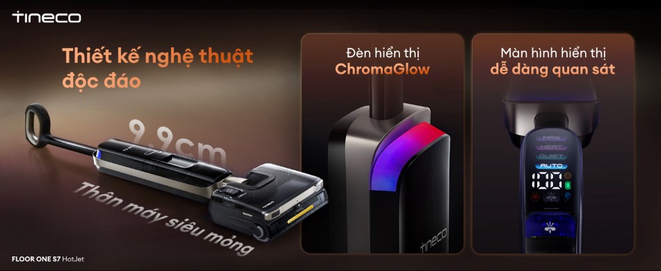 Tineco Floor One S7 HotJet - màn hình theo dõi trực quan