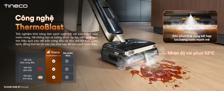 Tineco Floor One S7 HotJet - cảm biến thanh gạt StreakFree