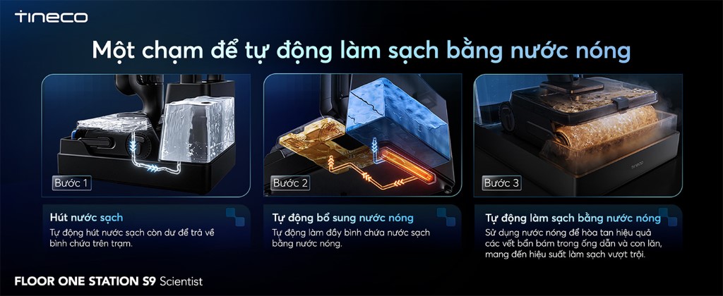 Tineco Floor One Station S9 Scientist giặt con lăn bằng nước nóng