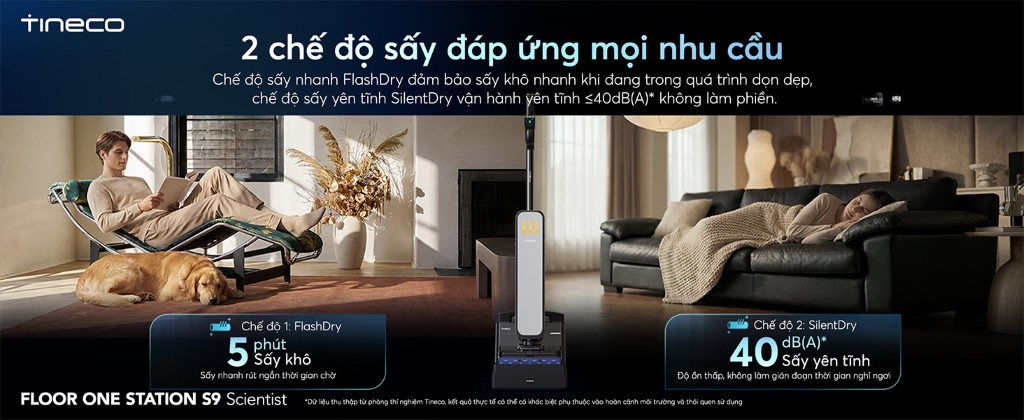 Tineco Floor One Station S9 Scientist hai chế độ sấy