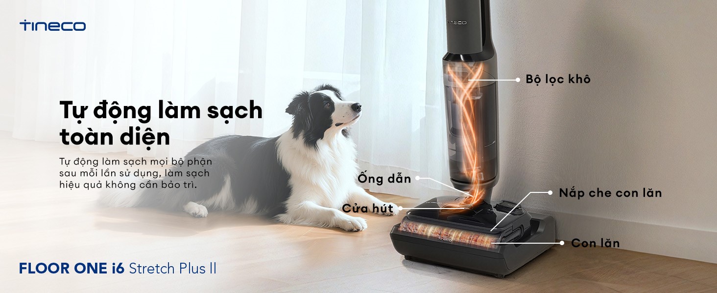 Máy hút bụi lau sàn khô ướt Tineco Floor One i6 Stretch Plus II Ecovacs Trạm sạc tự động giặt nước nóng và sấy khô toàn diện cho con lăn