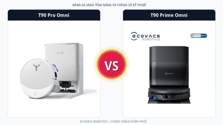 So sánh Ecovacs Deebot T90 Pro Omni và T90 Prime Omni: Khác biệt giữa 2 phiên bản trong cùng T90 Series