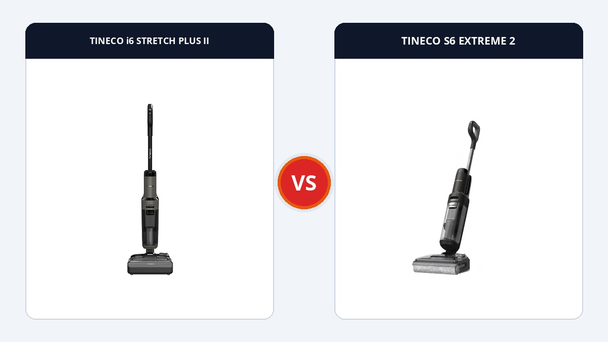 So sánh Tineco Floor One i6 Stretch Plus II và S6 Stretch Extreme 2: Thời lượng pin 60 phút hay Lực hút 25.000Pa? Ecovacs So sánh đối đầu TINECO i6 STRETCH PLUS II và TINECO S6 EXTREME 2