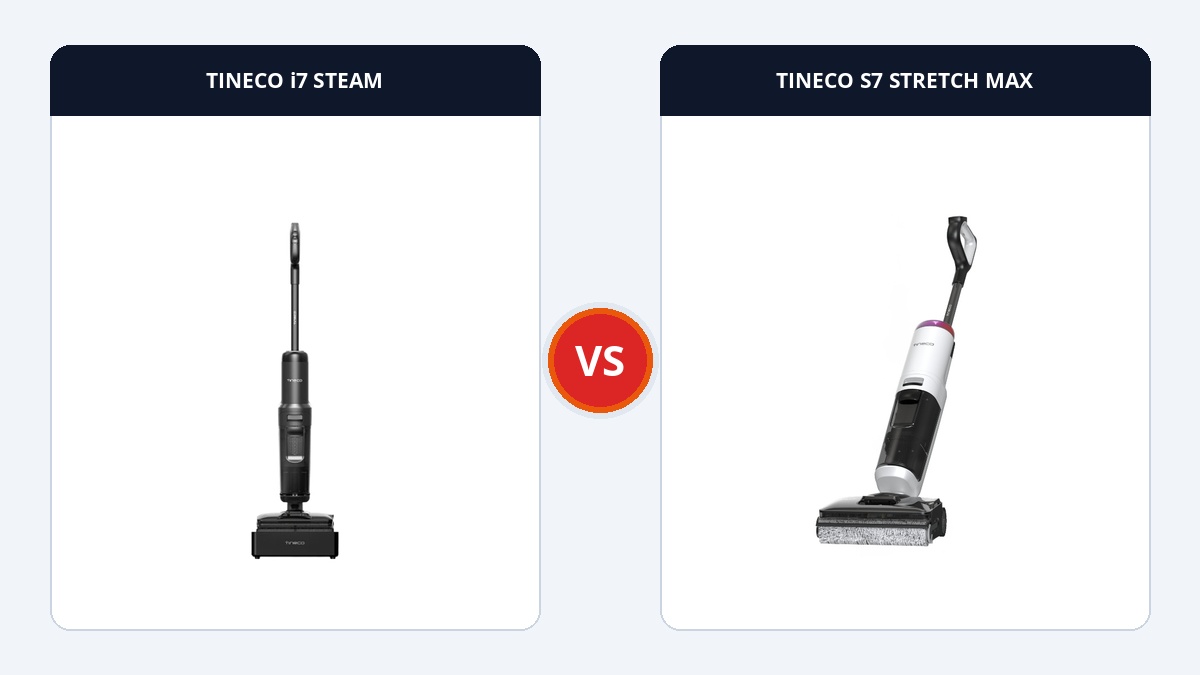 So sánh Tineco Floor One i7 Steam và S7 Stretch Max: Sức mạnh hơi nước nóng hay Thiết kế ngả phẳng 180°? Ecovacs So sánh đối đầu TINECO i7 STEAM và TINECO S7 STRETCH MAX