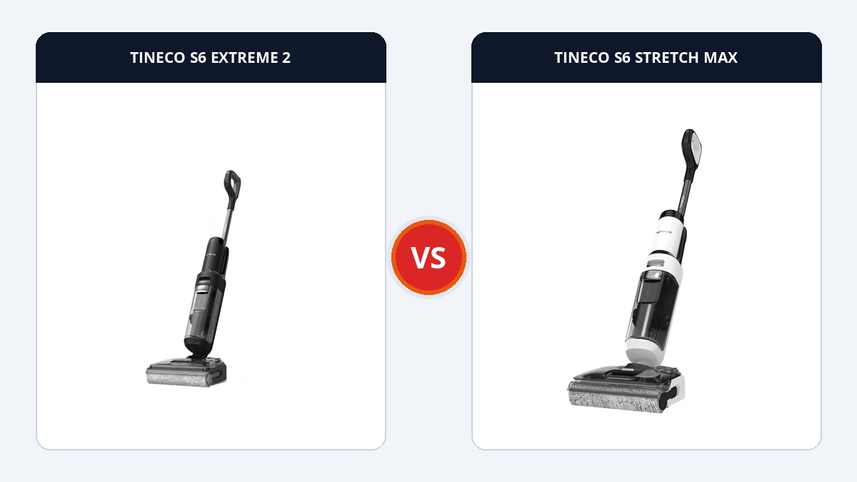 So sánh Tineco Floor One S6 Stretch Extreme 2 và S6 Stretch Max: Khác biệt sức mạnh 25.000Pa vs 22.000Pa Ecovacs So sánh đối đầu TINECO S6 EXTREME 2 và TINECO S6 STRETCH MAX