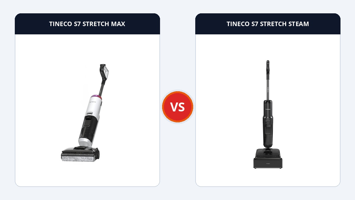 So sánh Tineco Floor One S7 Stretch Max và S7 Stretch Steam: Sấy nhiệt 110°C hay Hơi nước nóng 230°C? Ecovacs So sánh đối đầu TINECO S7 STRETCH MAX và TINECO S7 STRETCH STEAM