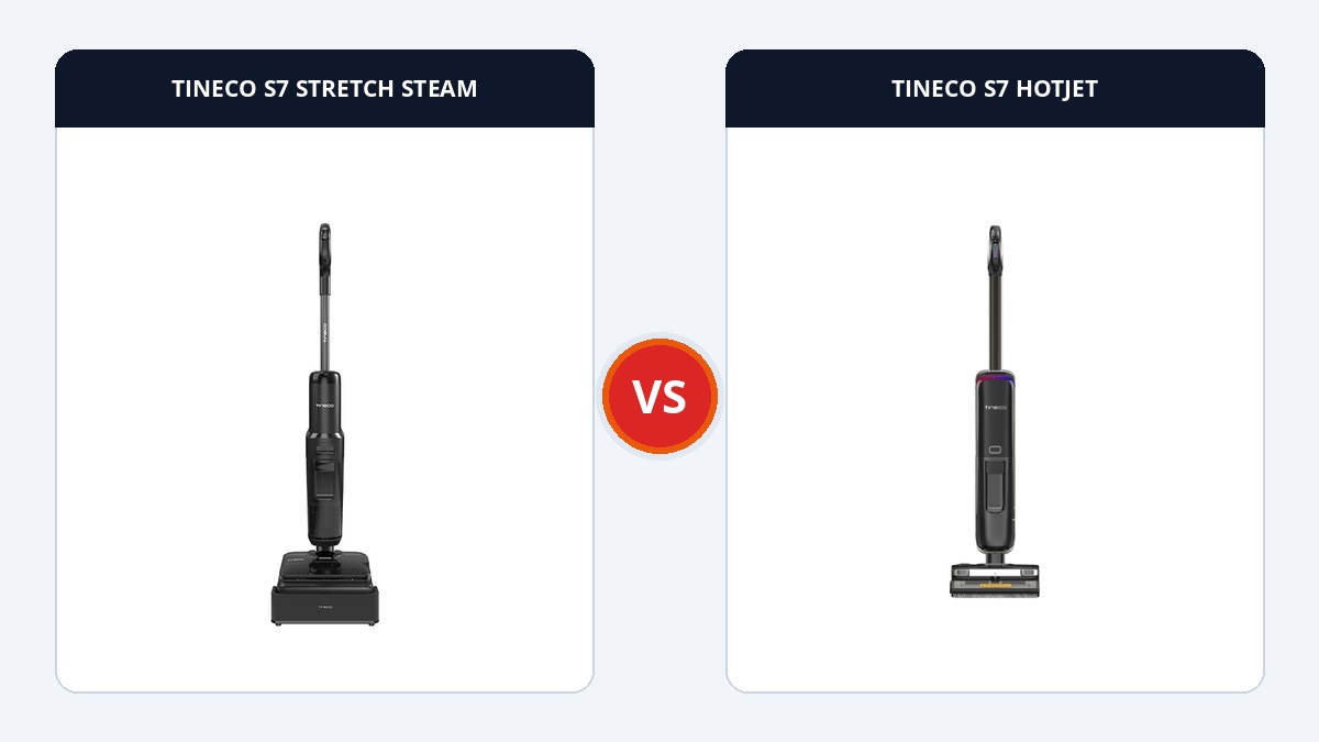 So sánh Tineco Floor One S7 Stretch Steam và S7 HotJet: Phun hơi nước 230°C hay Phun tia nước nóng HotJet? Ecovacs So sánh đối đầu TINECO S7 STRETCH STEAM và TINECO S7 HOTJET