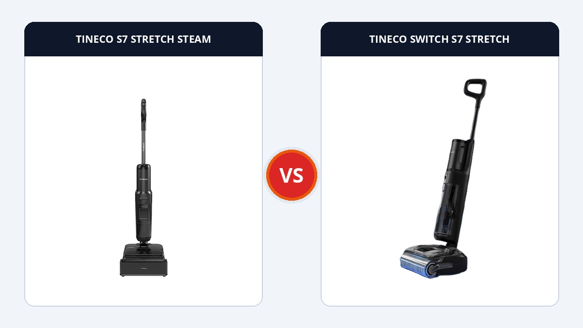 So sánh Tineco Floor One S7 Stretch Steam và Switch S7 Stretch: Hơi nước nóng hay Động cơ tháo rời 5 trong 1? Ecovacs So sánh đối đầu TINECO S7 STRETCH STEAM và TINECO SWITCH S7 STRETCH