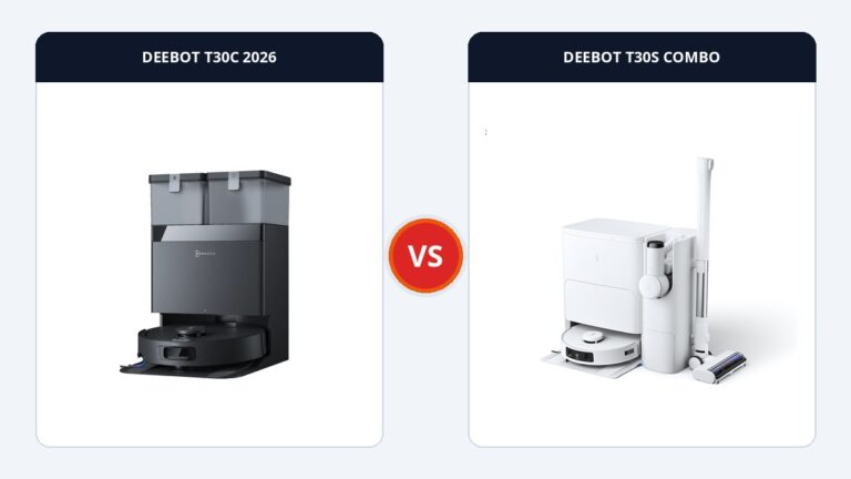 So sánh Ecovacs Deebot T30C 2026 và T30S Combo: Sức mạnh hút 20.000Pa hay Tiện ích dọn dẹp đa năng toàn diện?